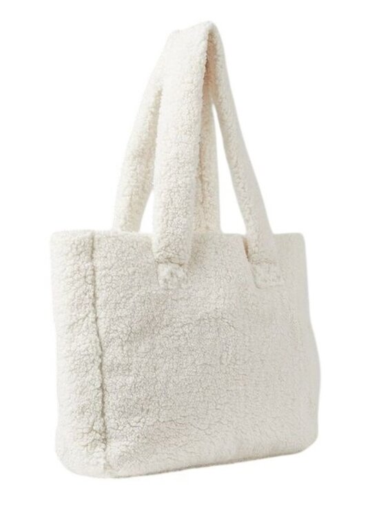 Unbranded Handbags - Sherpa Soft Cozy Tote White